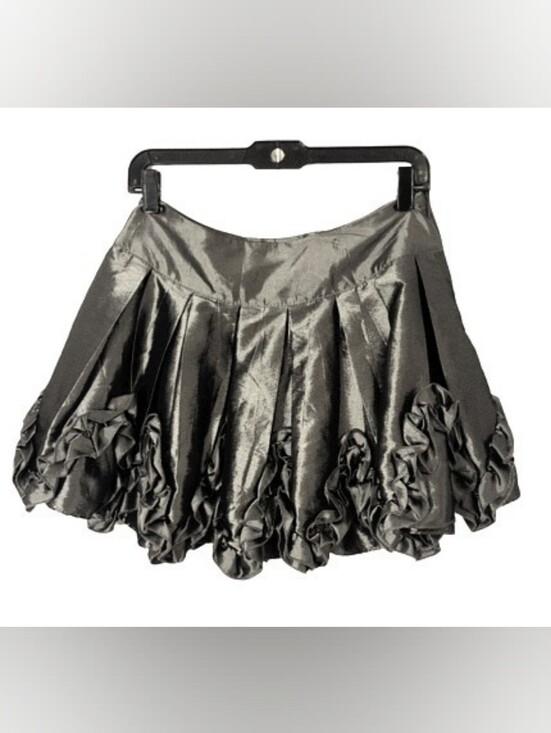 Forever 21 Dresses & Skirts - Vintage XXI Forever 21 Y2K Gunmetal Pewter Ruffle Mini Skirt Small